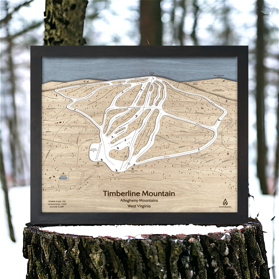 Timberline Mountain West Virginia Ski Resort Map, Skiing Wall Art