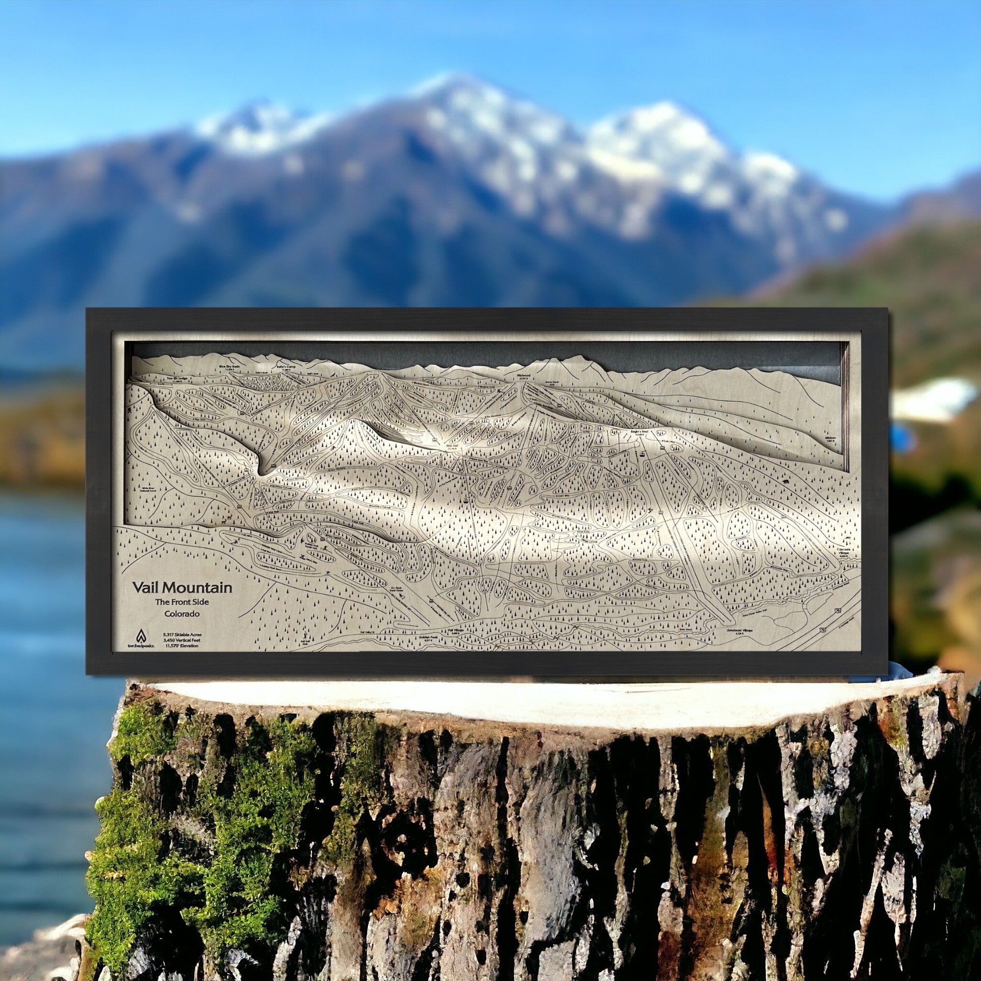 Vail Colorado 3D Wood Map