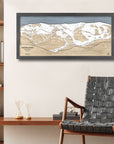 Vail Colorado Back Bowls Wooden Ski Map, Framed Skiing Art