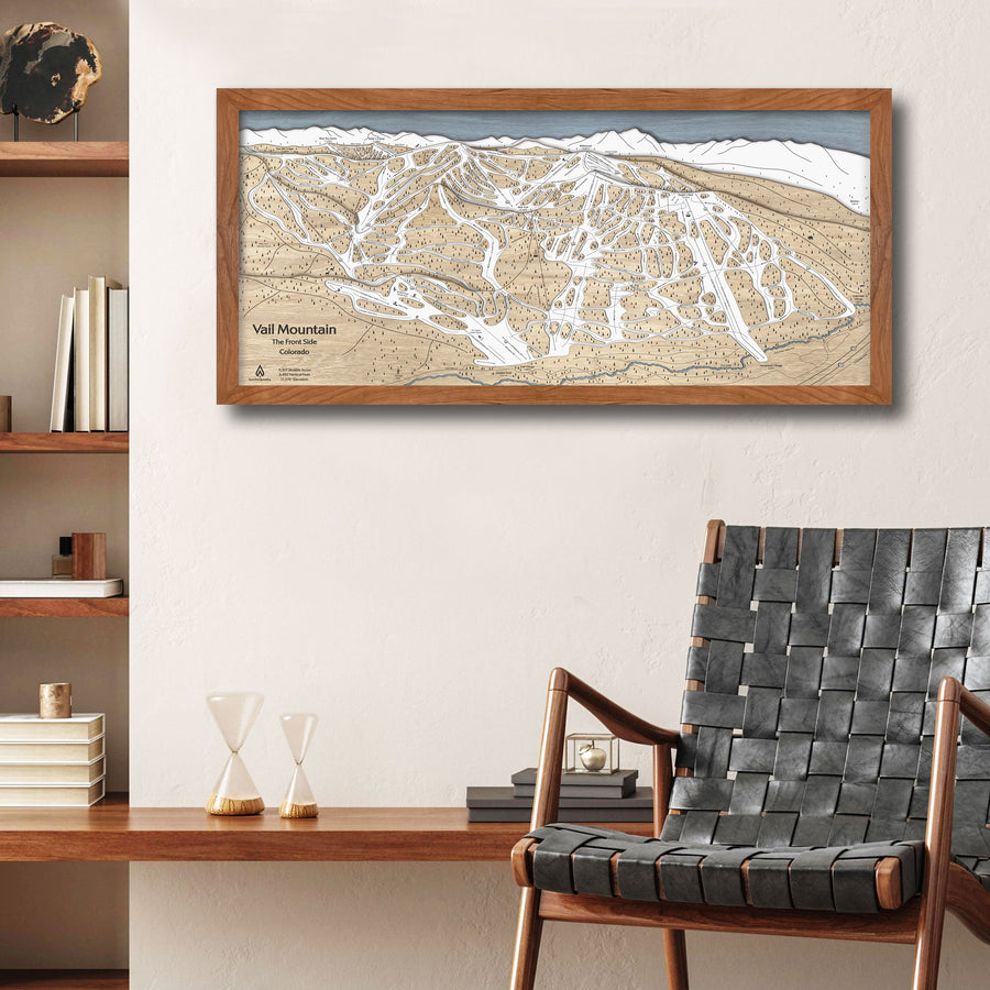 Vail Ski Resort Map, Wooden Ski map, Skiing Wall Art