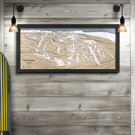 Vail, CO Ski Trail Map Art | Panoramic Wood Ski Resort Map