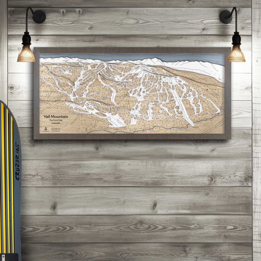 Vail Colorado Wooden Map, Authentic Torched Peaks Ski Map