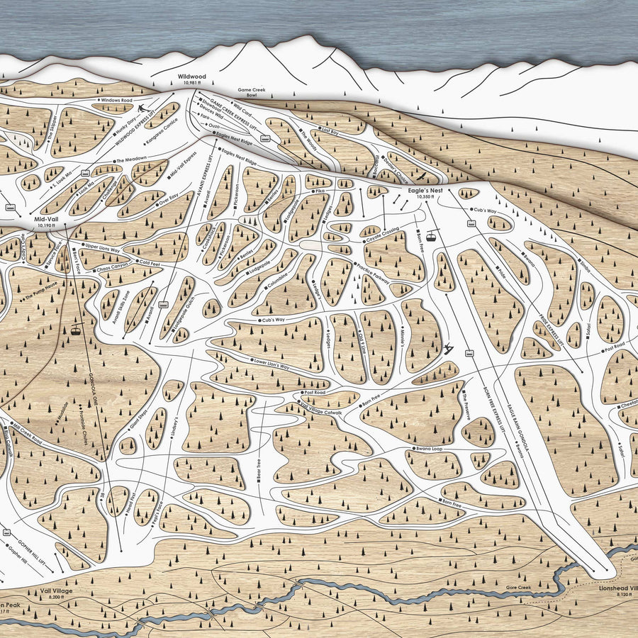 Vail Colorado Laser-cut skiing map