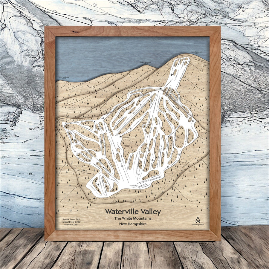 Waterville Valley Map, Ski Slope Map, Wood Ski Poster