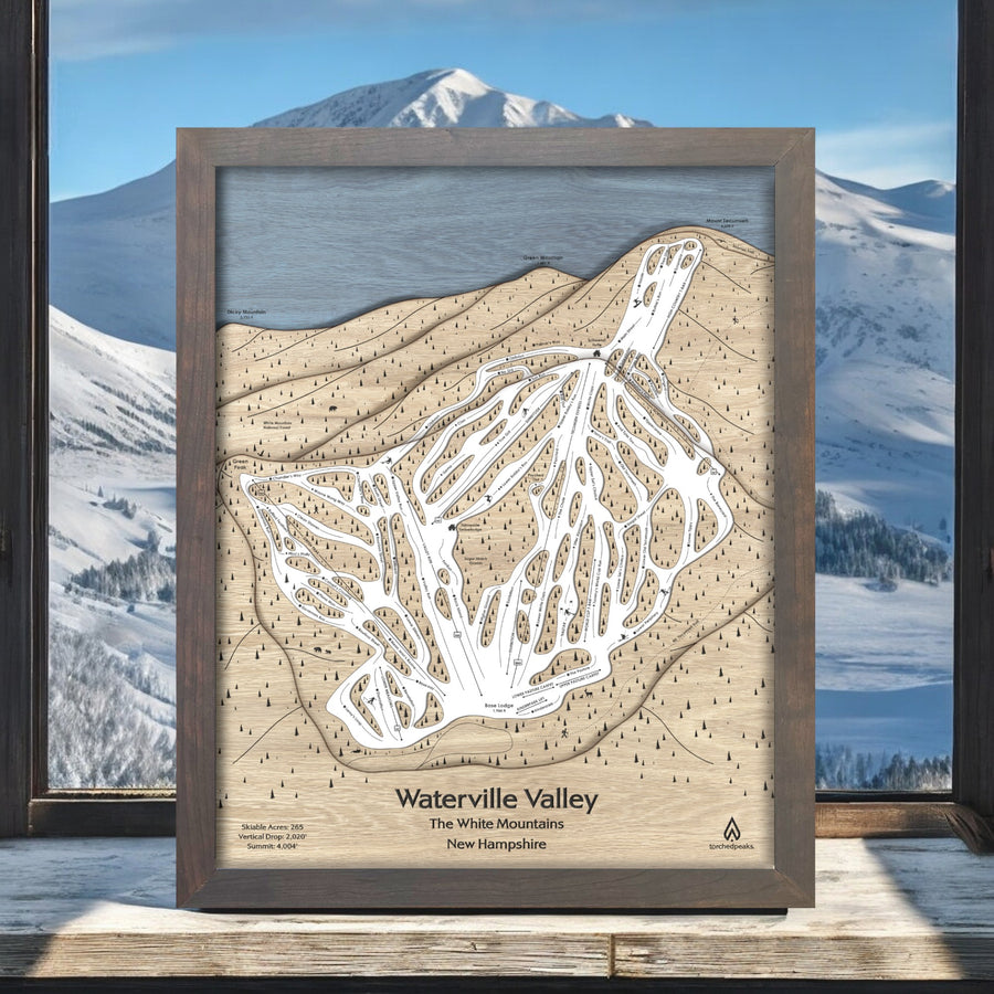 Waterville Valley NH Ski Map, Skiing Decor, Ski Poster, Wall Art