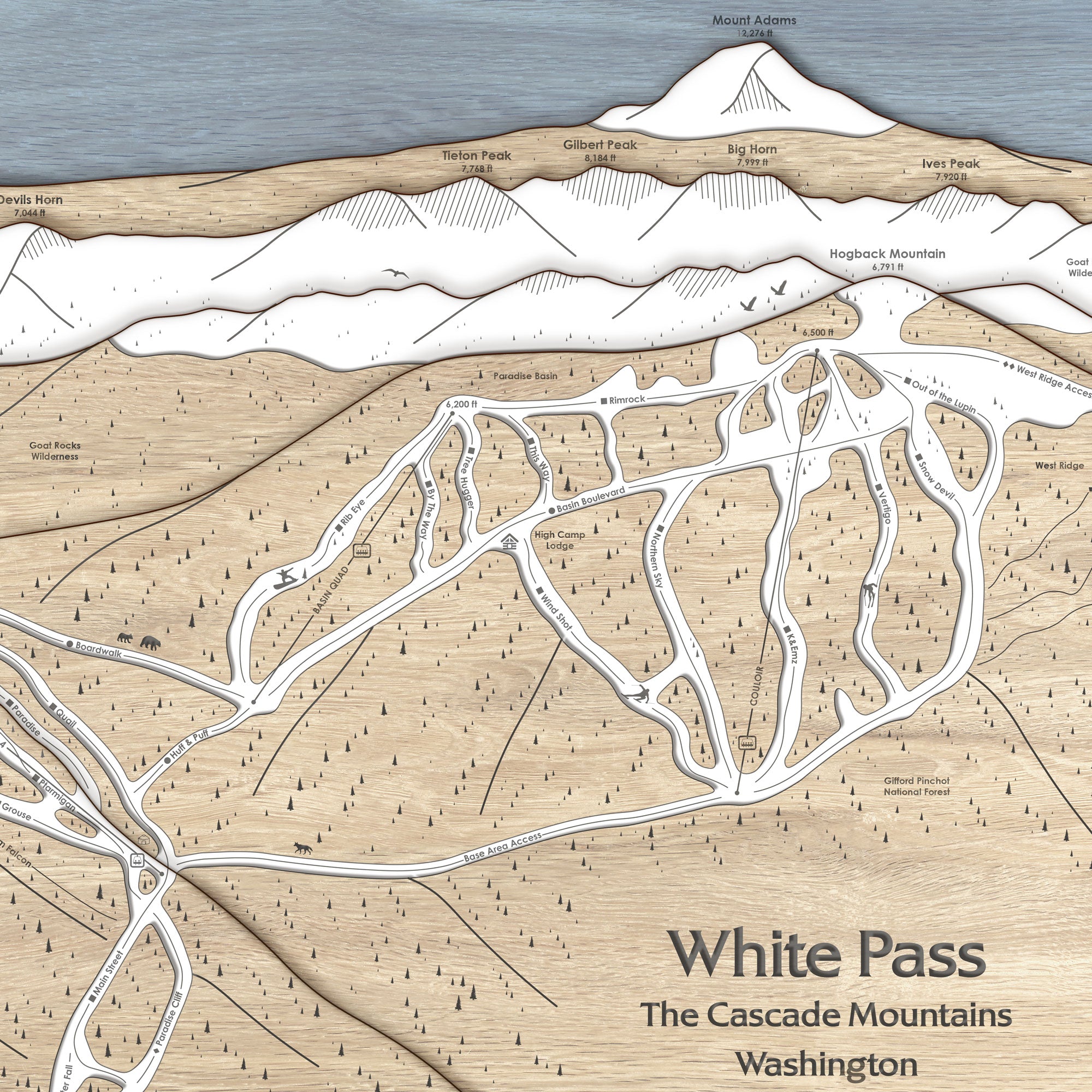 White Pass, Washington Ski Map Art