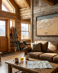 whitefish montana framed ski map displayed in a ski mountain home as inspiration for alternative to ski posters