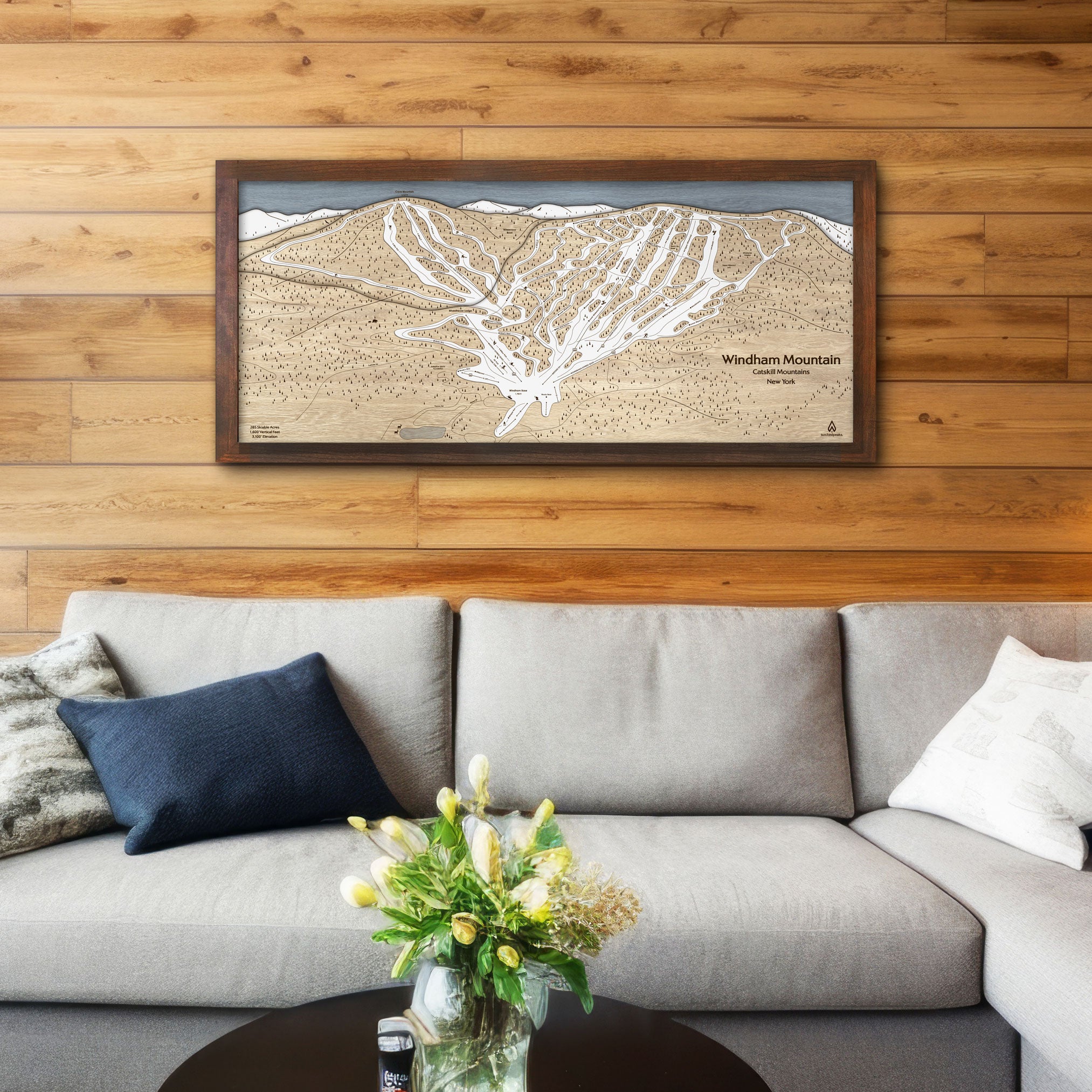 Gifts for skiers and snowboarders: 3D Wood Map Windham Mountain Ski Area