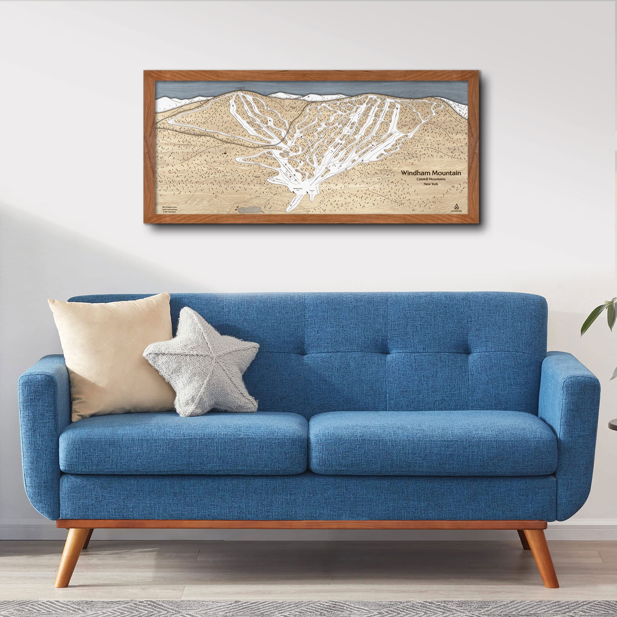 3D Wood Ski Trail Map of Windham Mountain NY