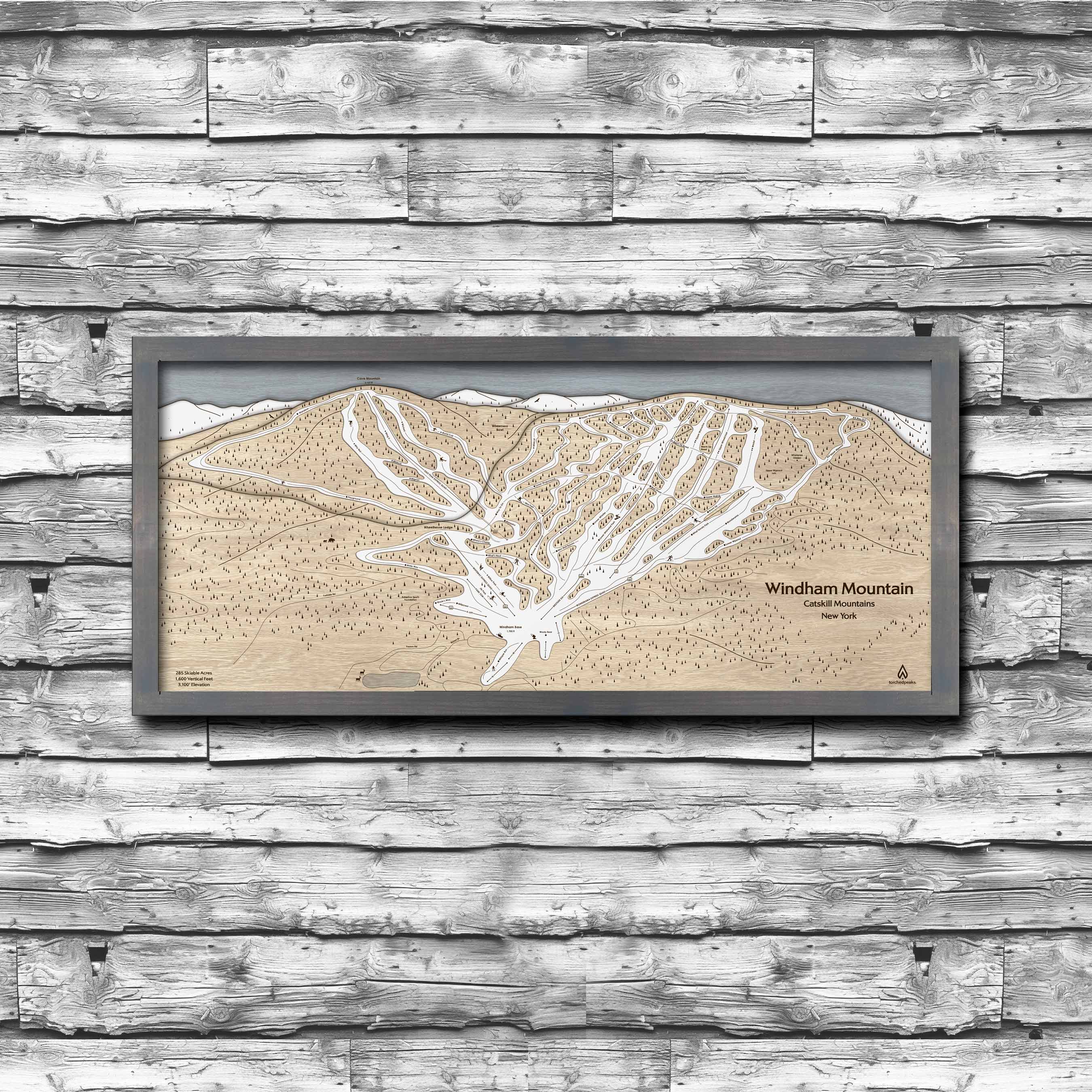 Windham Mountain 3D Wood Ski Trail Map