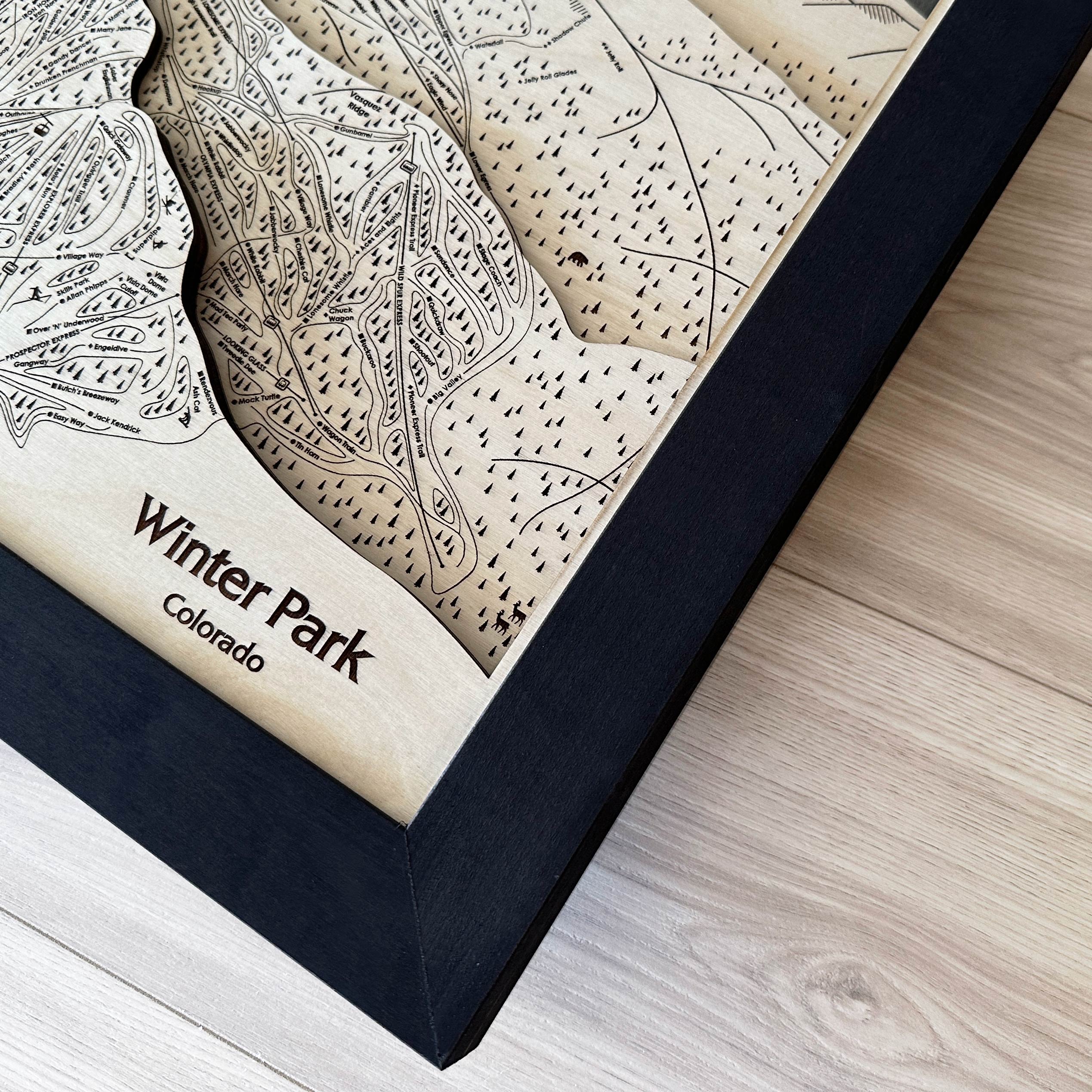 Framed Wall art of Winter Park Ski Resort Trail Map