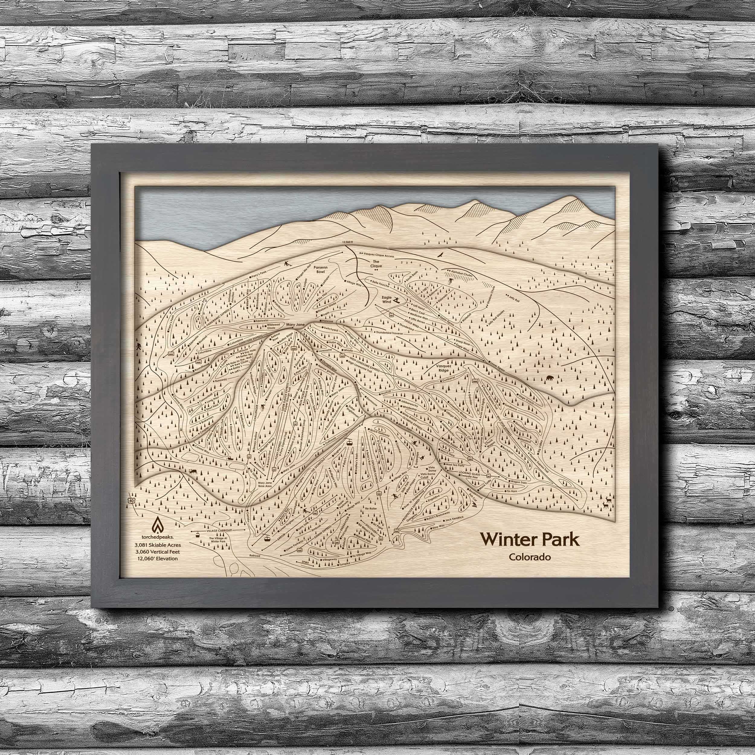 Winter Park Ski Resort Trail Map, Ski House Decor