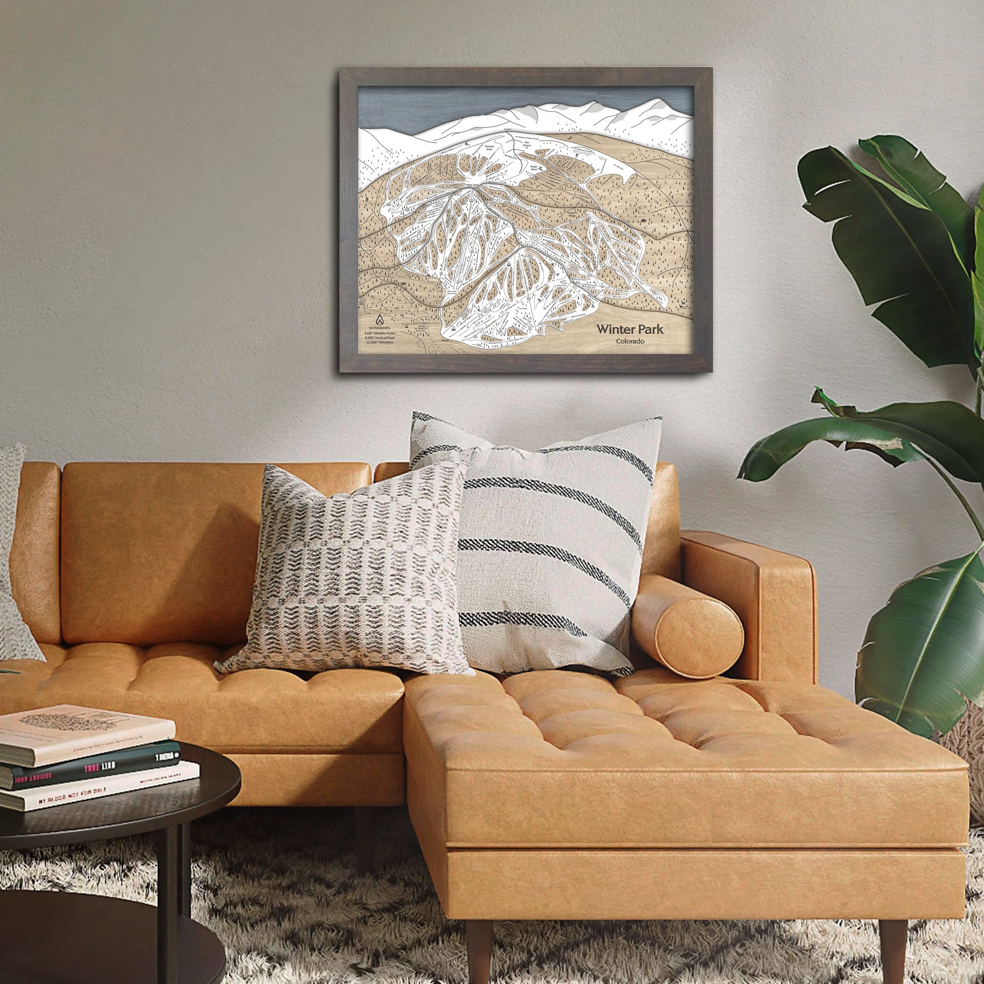 Winter Park Ski Trail Map | 3D Wooden Mountain Art | Torched Peaks