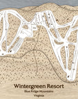 Wintergreen Resort Ski Trail Map | 3D Wood Mountain Art | Torched Peaks