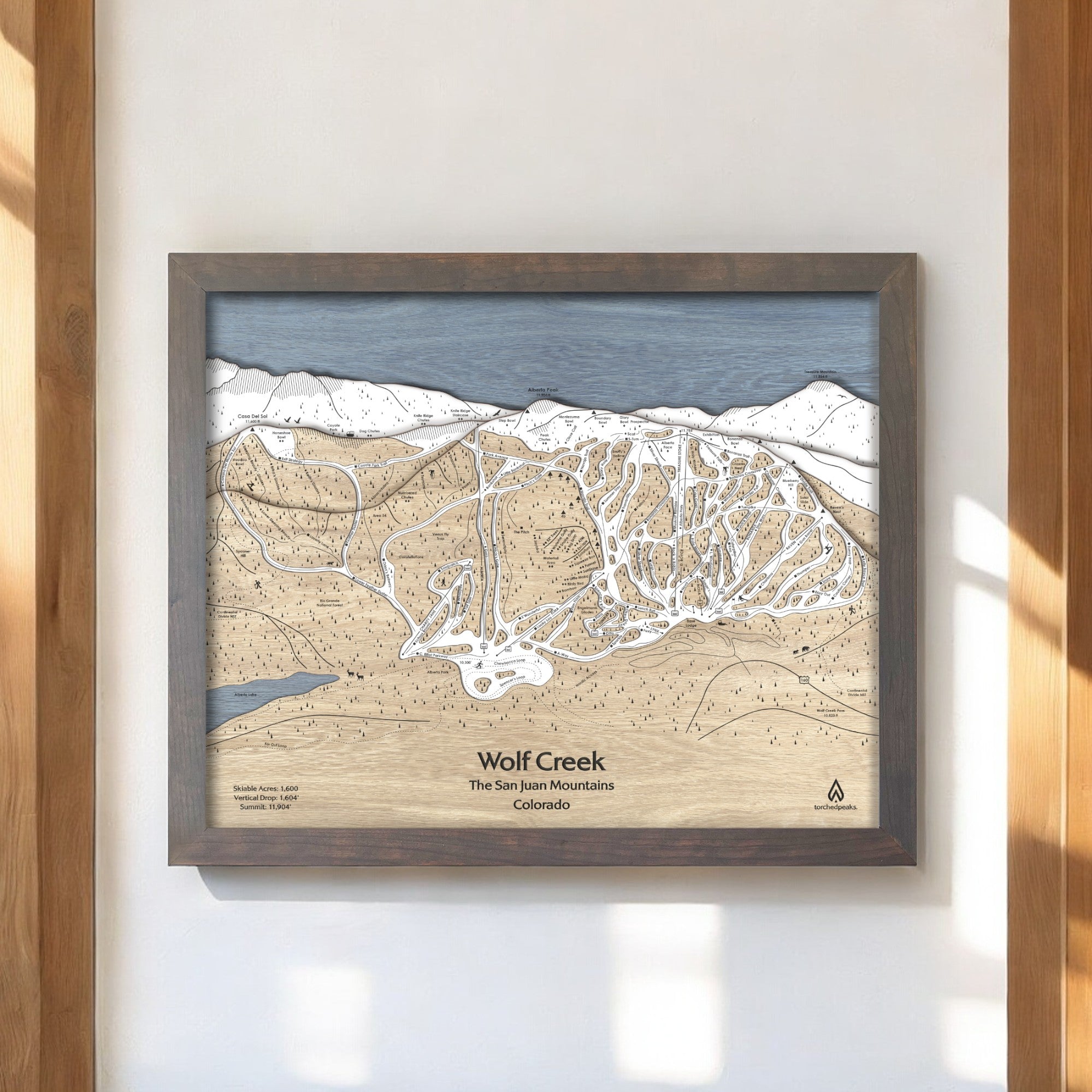 Wolf Creek Ski Resort Map Art,  Wooden Ski Poster, Colorado