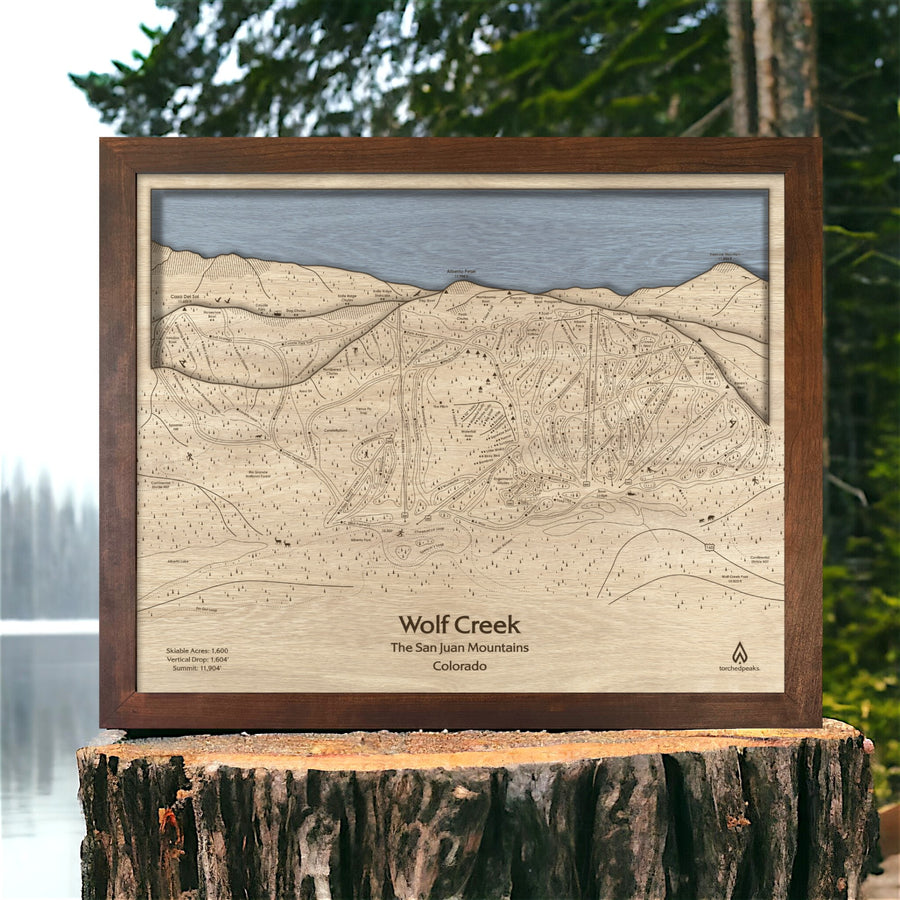 Wolf Creek Colorado Ski Map, Framed Skiing Art