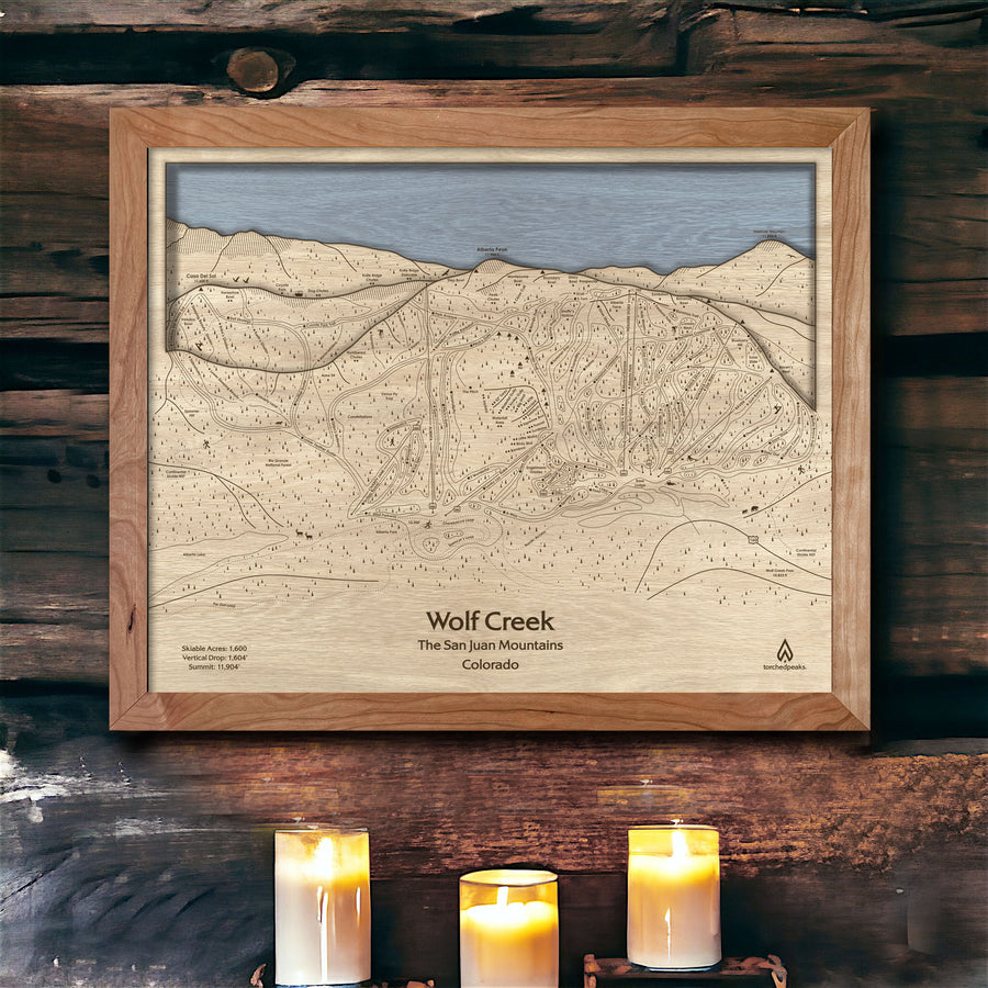 Wolf Creek CO Ski Trail Map Wall Art, Framed Ski Map, Skiing Wall Art