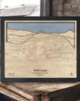 Wolf Creek Colorado Wooden Ski Map for home decor, ski cabin decor, skiing wall art