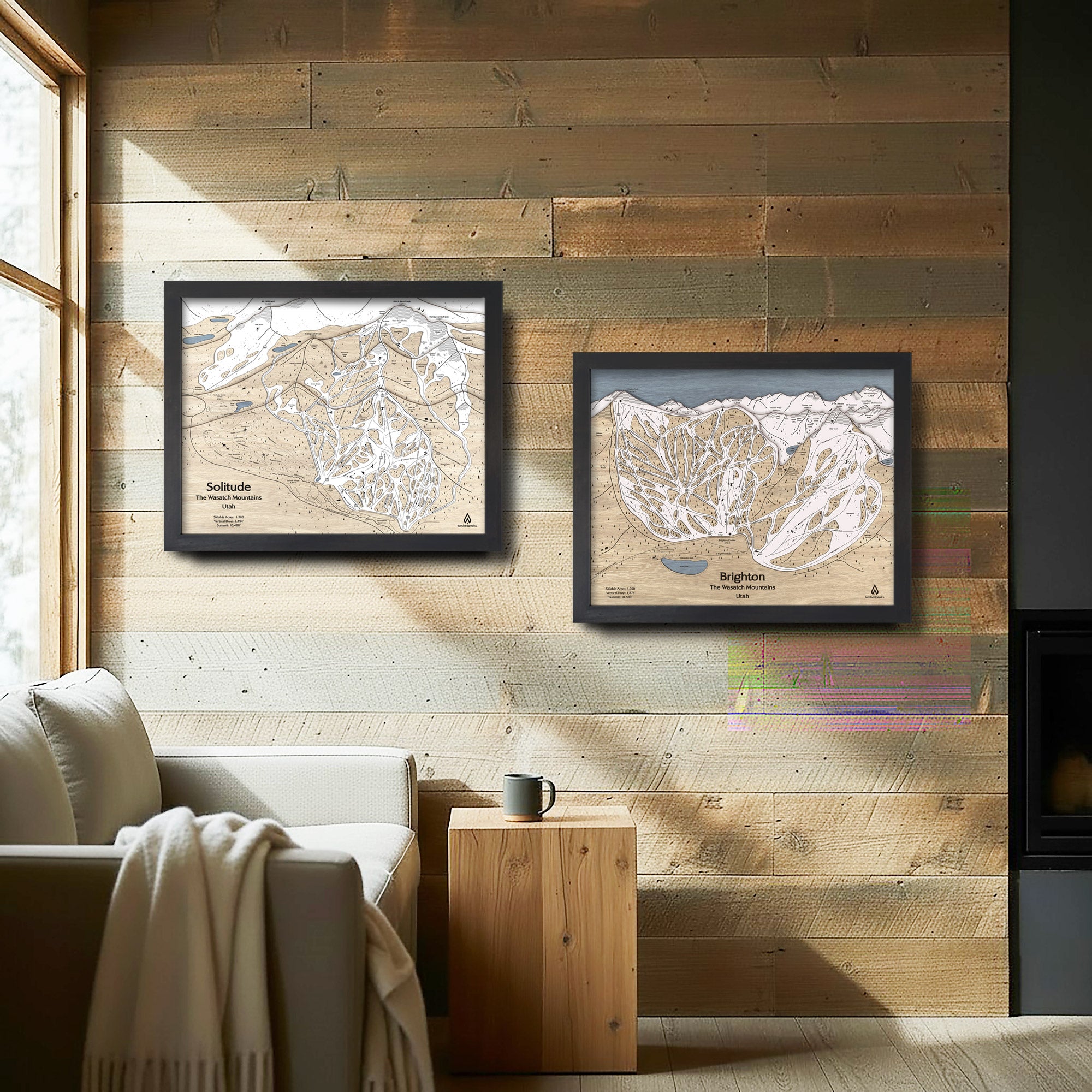 Wooden Ski Trail Maps by Torched Peaks | Skiing Wall Art | Ski Posters Reimagined in Wood