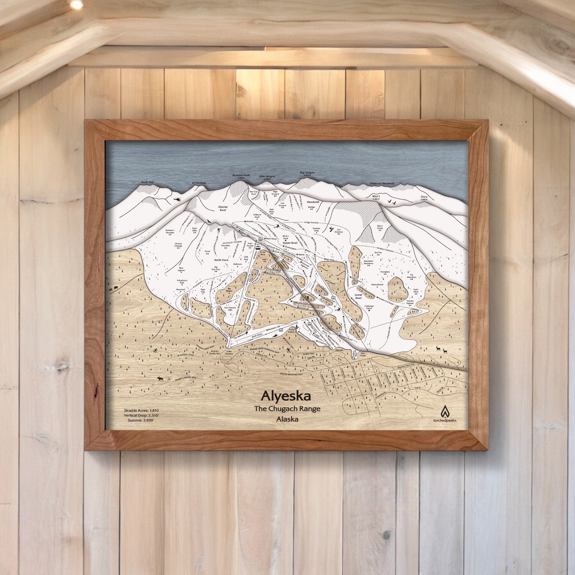 Alyeska Resort Cabin Decor, gifts for skiers, Slopes Mountain Art
