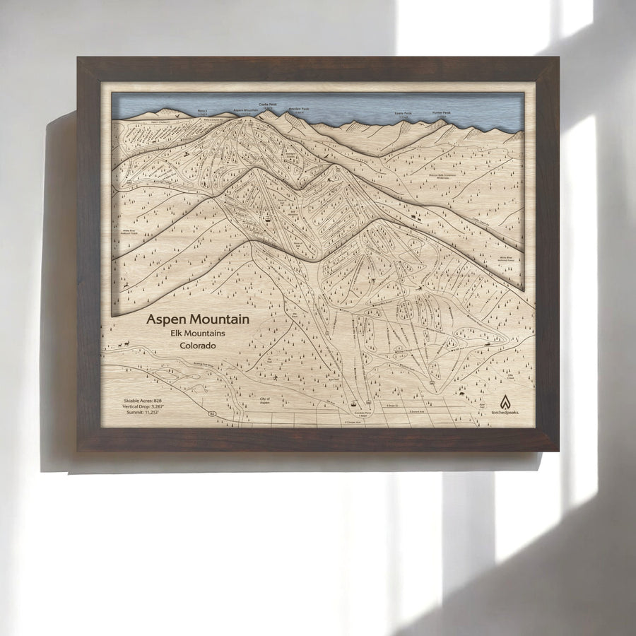 Aspen Mountain Ski Map, Framed Skiing Art