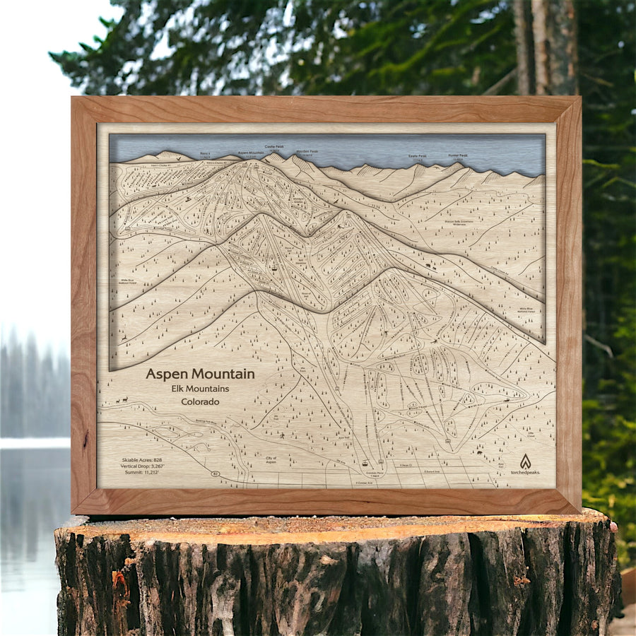 Aspen Mountain Art, Framed Skiing Wall Map