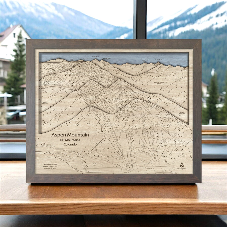 Aspen Mountain Wooden Ski Map