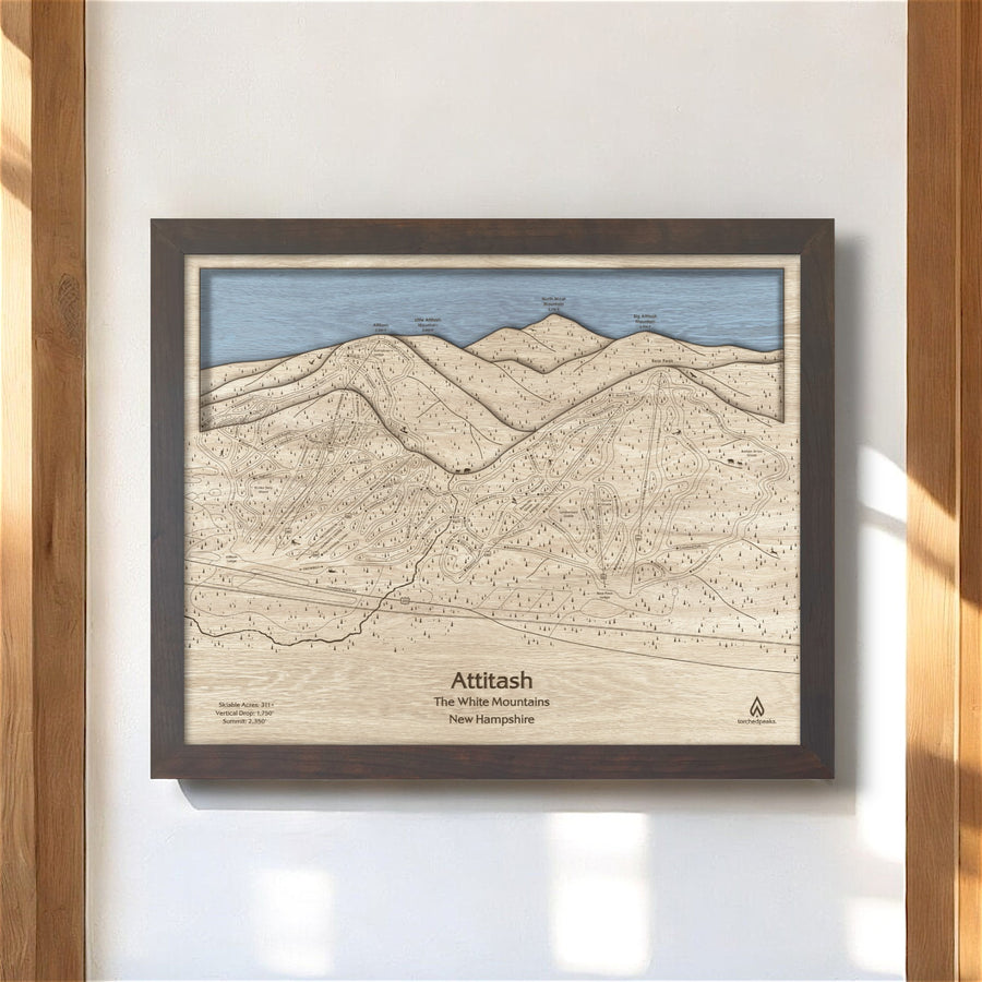 Attitash Mountain New Hampshire Wooden Ski Map Art