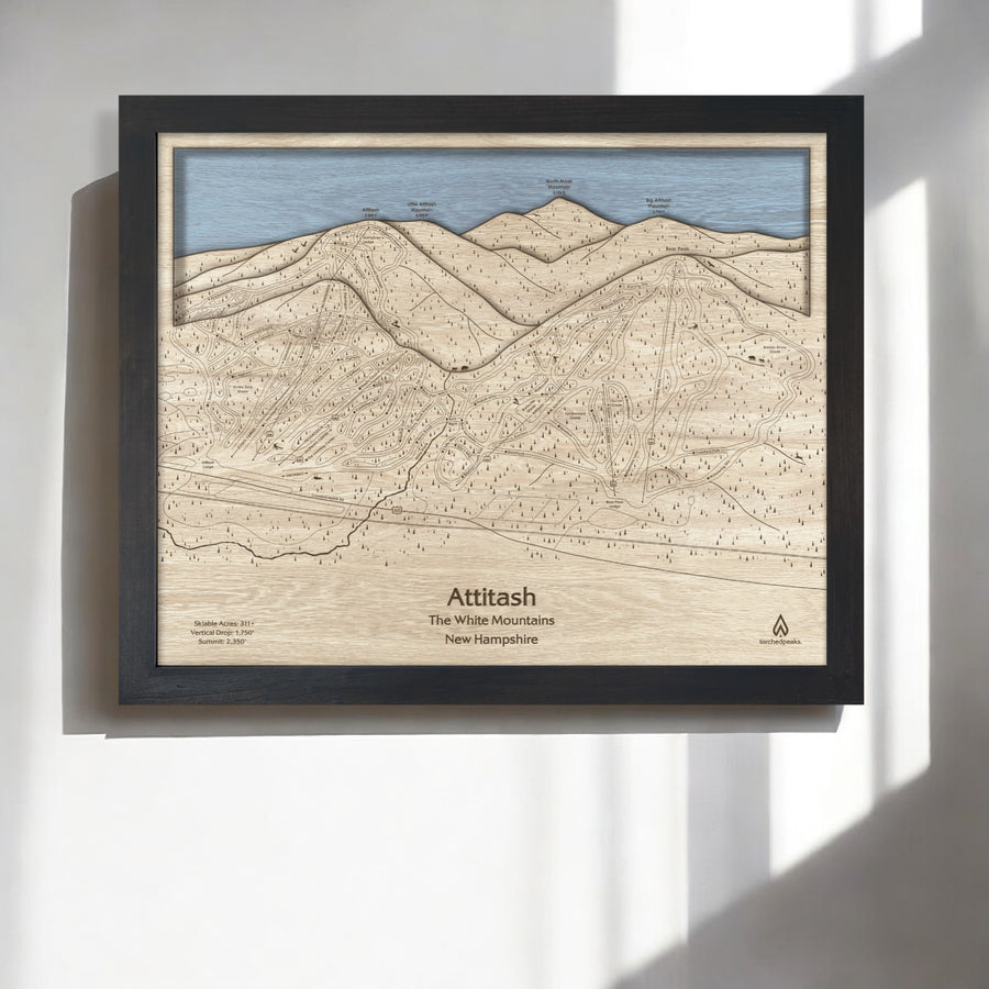 Attitash Ski Resort Map Art, Framed Skiing Wall Art