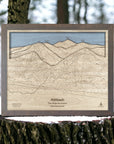 Attitash Mountain 3D Wood Ski Map, Framed Skiing Map, Wooden Ski Sign