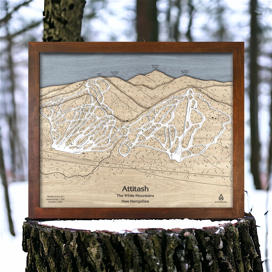 Attitash NH Ski Trail Map, Skiing Wall Art, Ski Cabin Decor