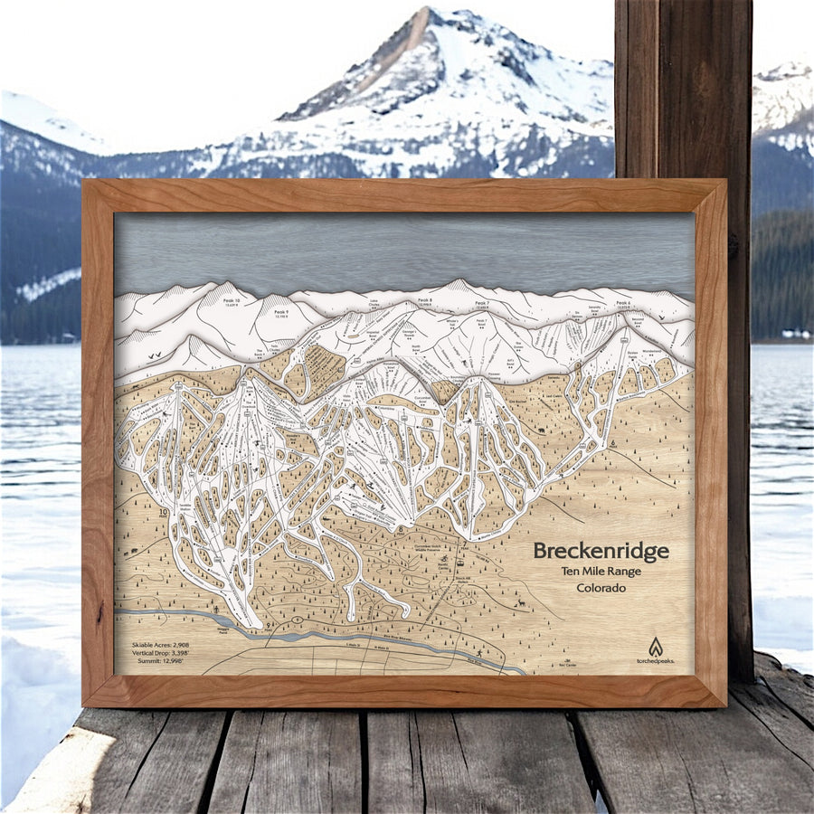 Breckenridge Wood Ski Map, Bestselling Skiing Map of Breckenridge Colorado