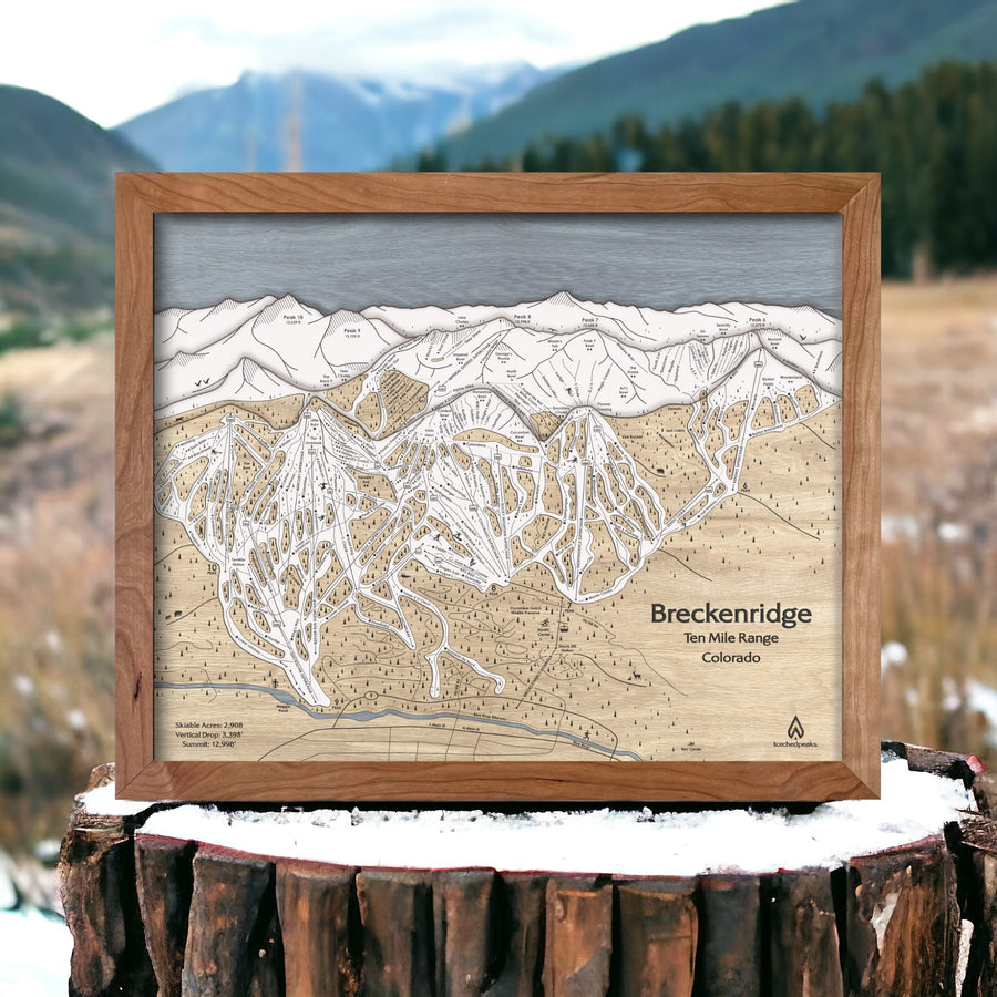 Unique gifts for skiers: Wooden Breckenridge Ski Resort Trail Map