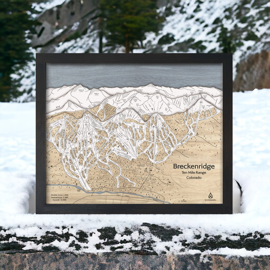 Skiing Wall Art, Large Wooden Breckenridge Colorado Map
