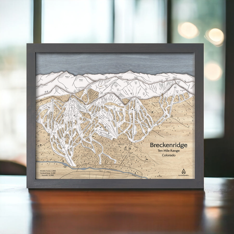Unique Skiing Art: Breckenridge Wood Ski Map