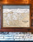 Ski Cabin Decor: Wood Mountain Art of Breckenridge Ski Resort sitting on a mantel