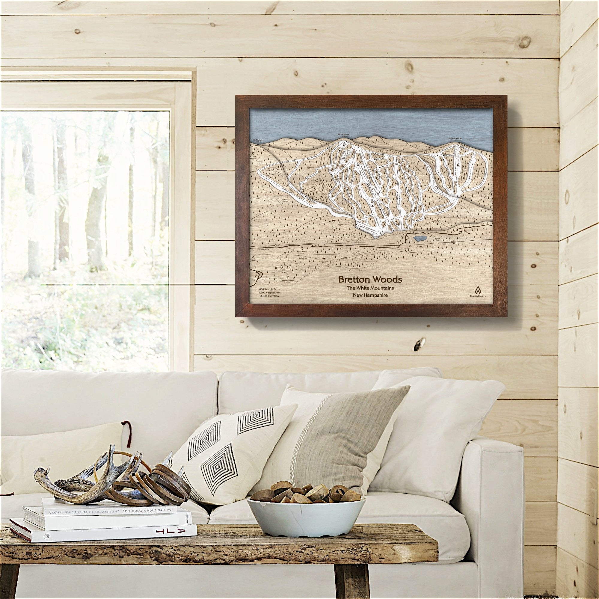 Bretton Woods New Hampshire Ski Map, Framed Art for Skiers