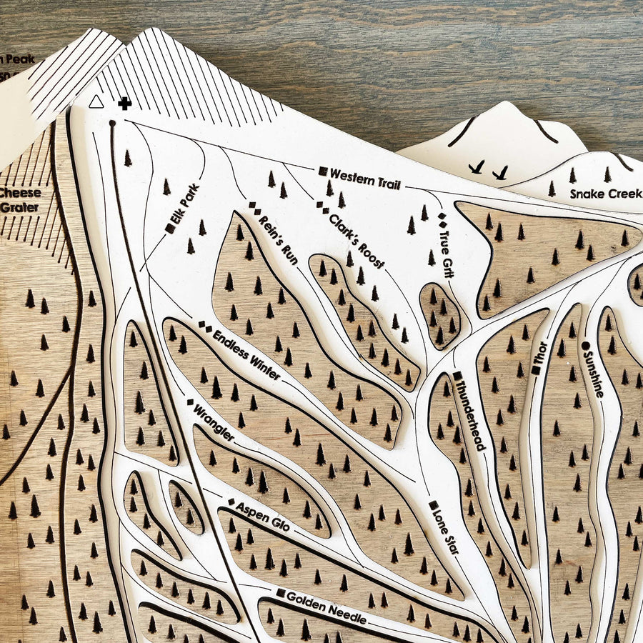 Brighton Ski Resort, Laser-engraved 3D wood map