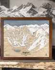 Brighton Utah, Ski Slope Map, Wooden Wall Map