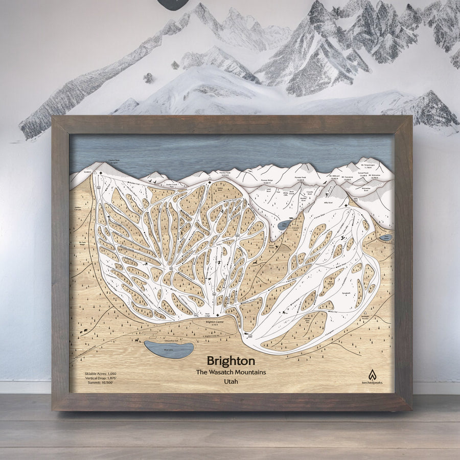 Brighton Trail Map, Ski Resort Trail Map, Layered 3D Wall Art
