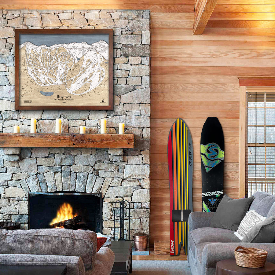 Brighton Ski Resort, Gifts for Snowboarders, Large Wall Map