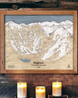 Brighton Ski Resort Map, 3D Wood Carved Ski House Decor