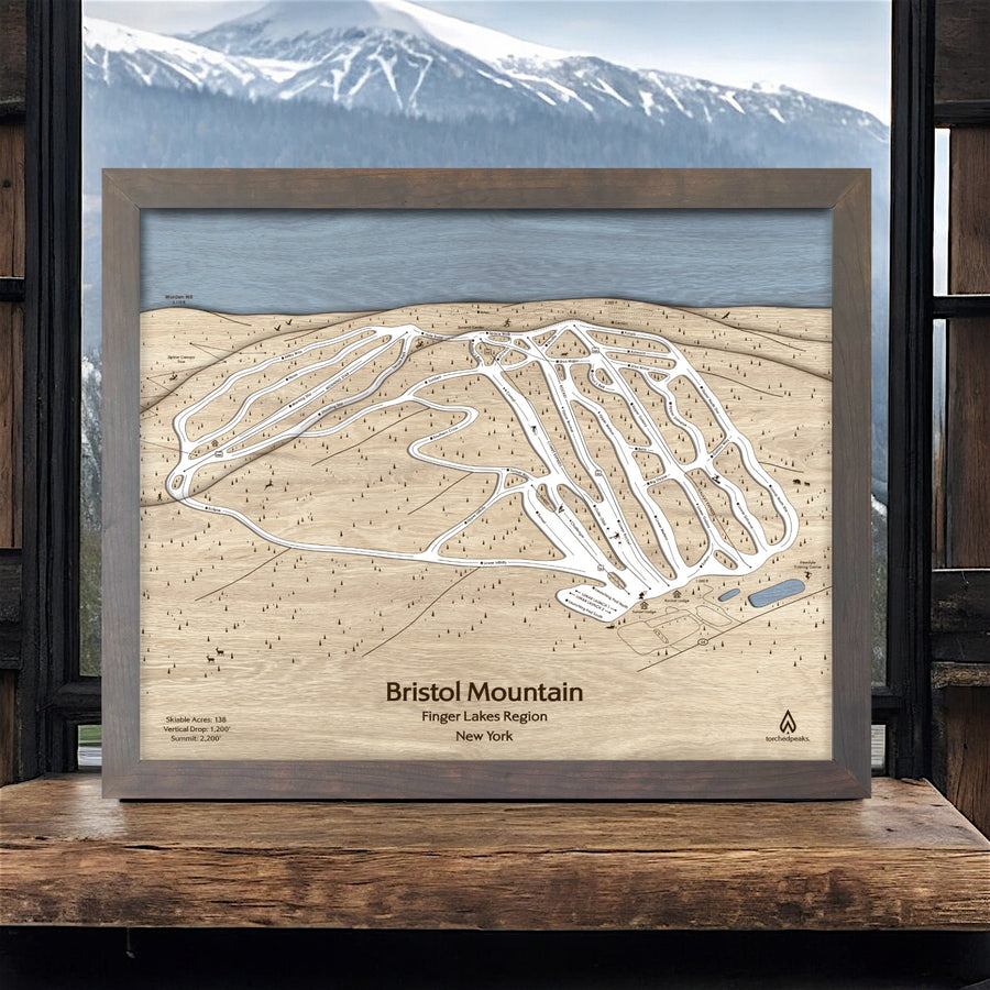 Bristol Mountain, Wood Carved Map by Torched Peaks