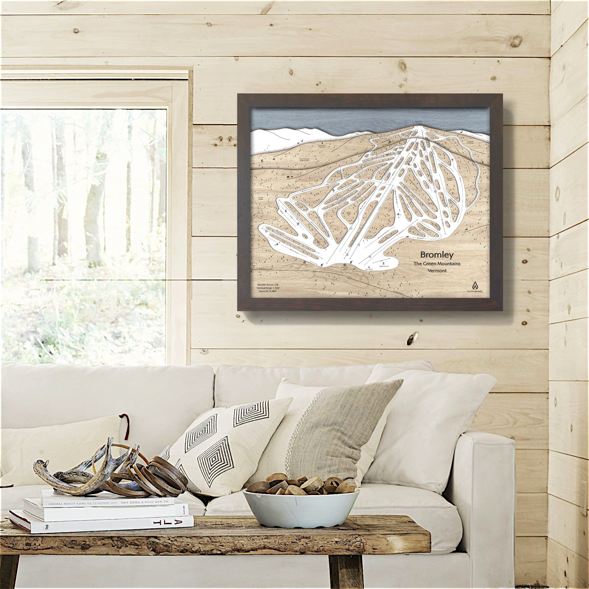 Bromley Mountain Vermont, 3D Wood Framed Ski Map