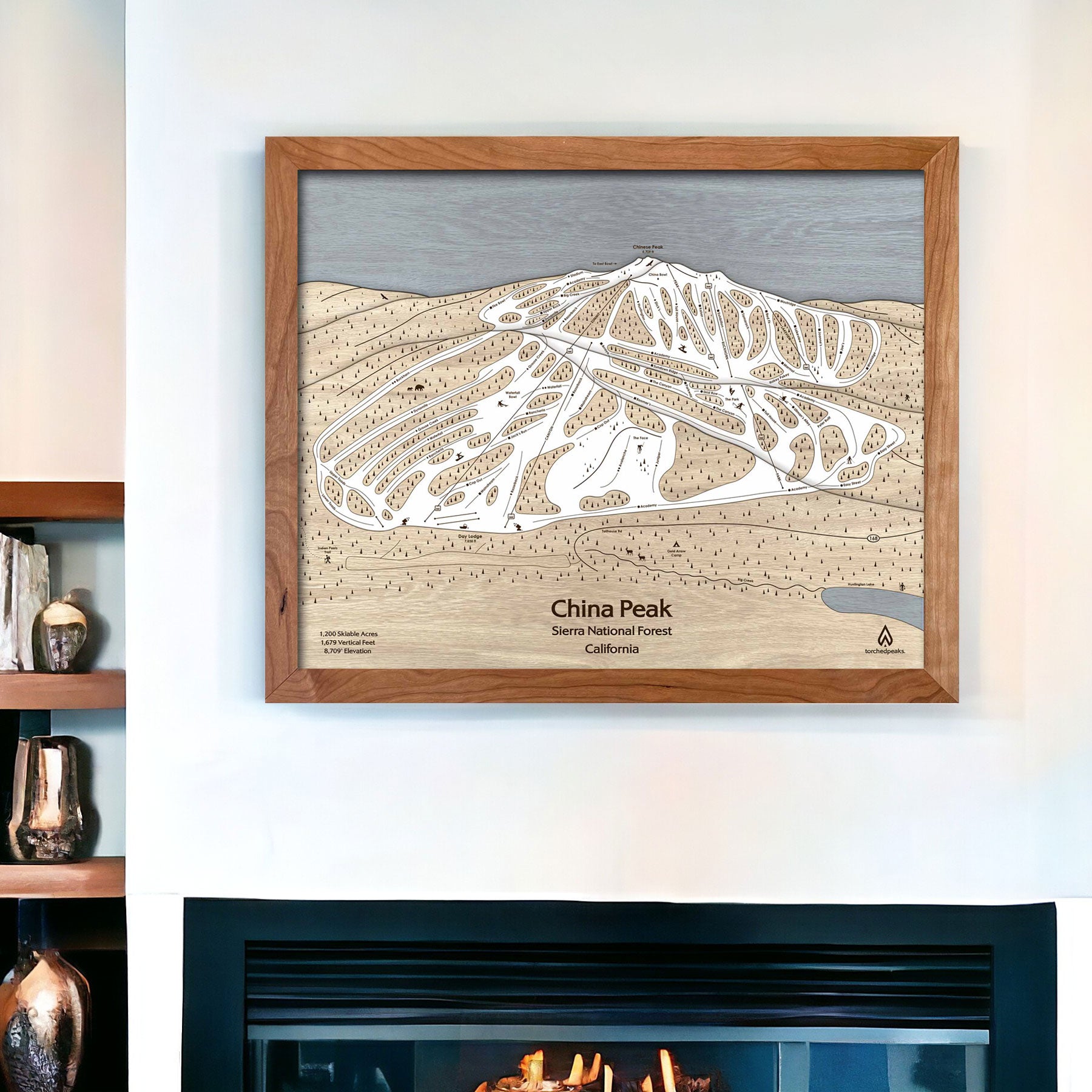 3D Wood Map of China Peak Ski Resort in California