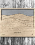 China Peak, CA Wooden Ski Trail Map | 3D Wood Mountain Art