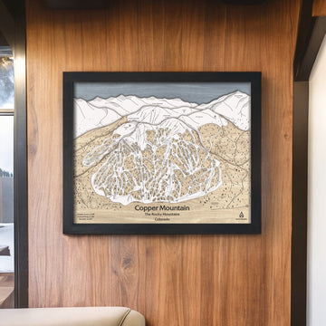 Copper Mountain, Handcrafted Wood Map, Mountain Modern Ski Cabin Decor