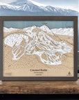 Crested Butte Ski Map, 3D Wood Ski Resort Trail Map