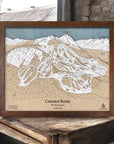 Crested Butte CO Skiing Art, Framed Wooden Ski Map