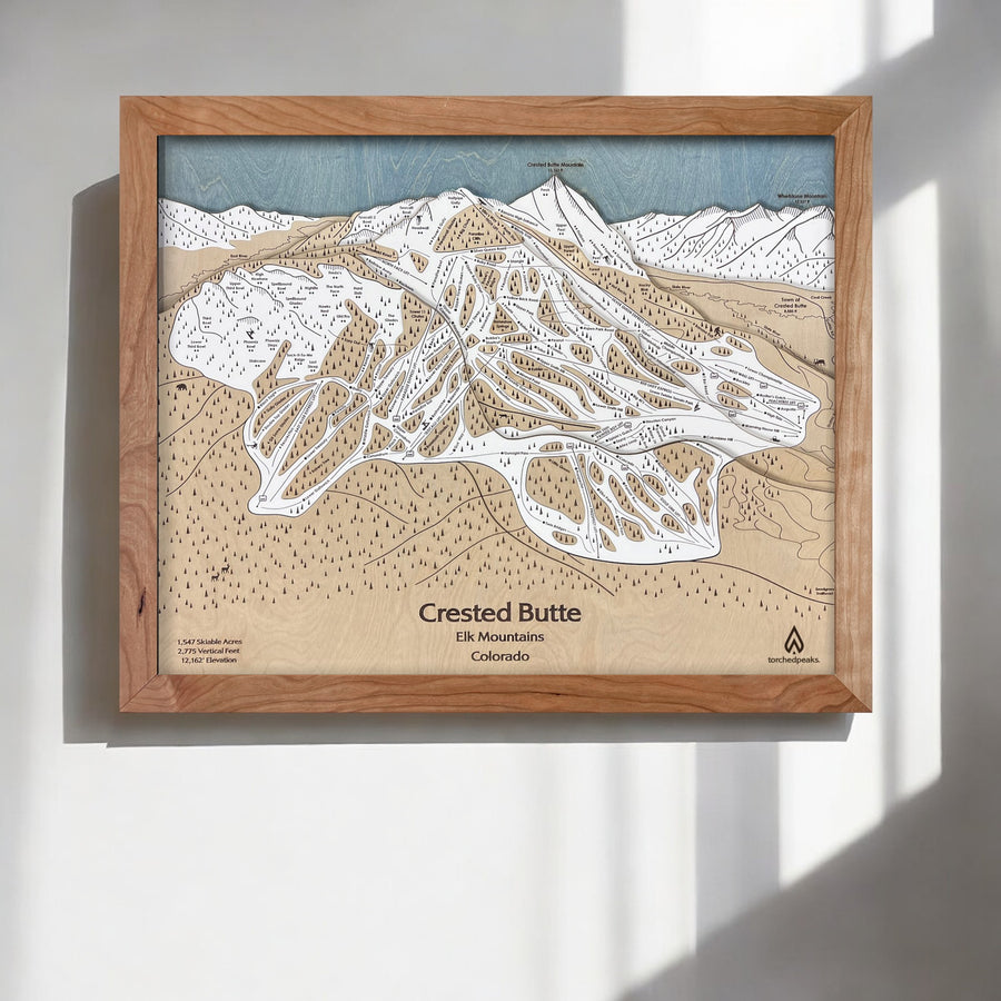 Crested Butte Colorado Ski Trail Map, Engraved 3D Wood Ski Resort Map by Torched Peaks